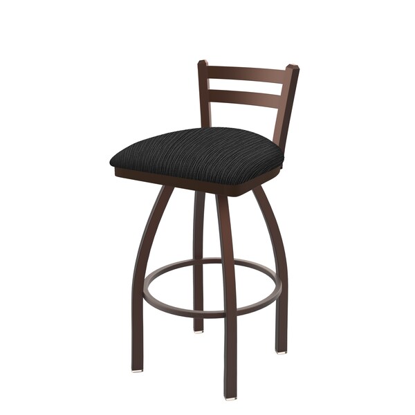 25" Low Back Swivel Counter Stool, Bronze Finish, Graph Coal Seat